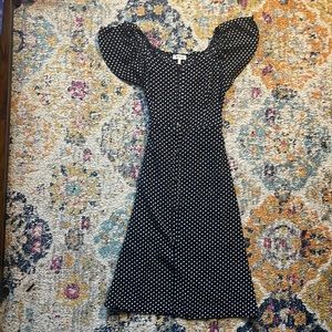 Navy Blue Polka Dot Midi Dress